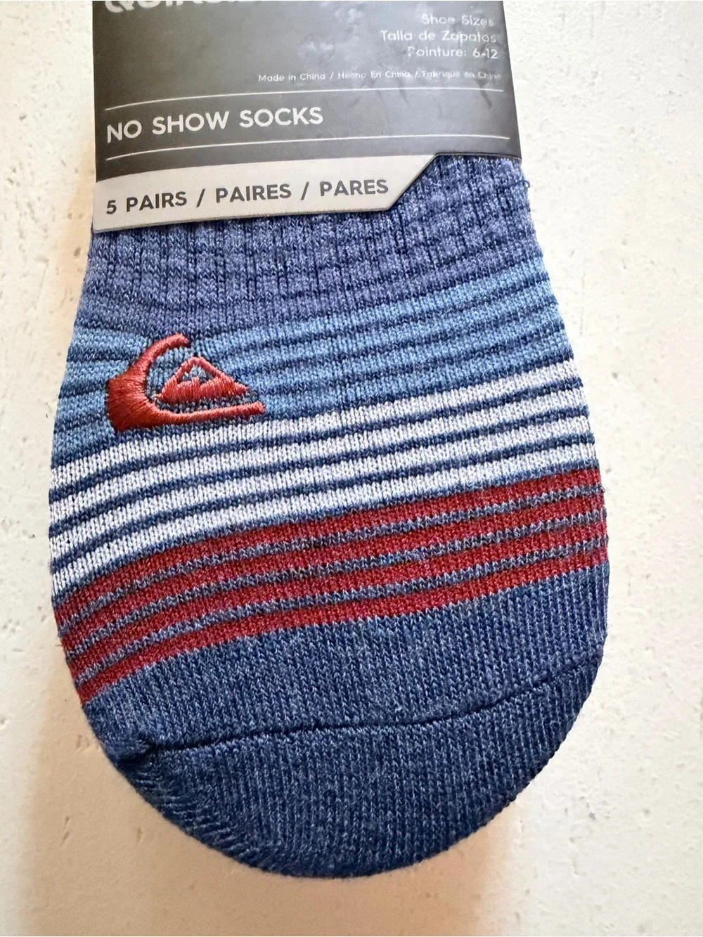 Quiksilver Men’s Size 6-12 No Show Socks. 5 Pairs. Multicolor. New with Tags.
